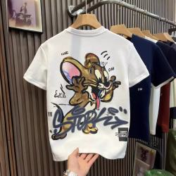 摘星少年 2026夏季新款纯棉短袖T恤男潮牌百搭宽松休闲卡通时尚印花上衣帅 白色  L