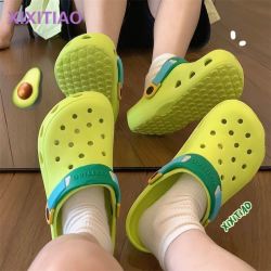 细细条 情侣增高洞洞鞋 EVA软厚底防滑凉拖鞋