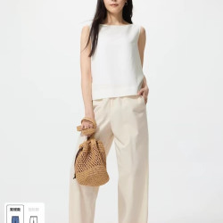 优衣库 全棉舒适九分裤常规款优衣库女装/休闲百搭宽松482243 486091
