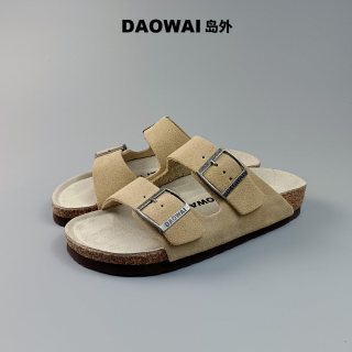 岛外 牛反绒真皮软木底 黑色 37 女士凉拖鞋