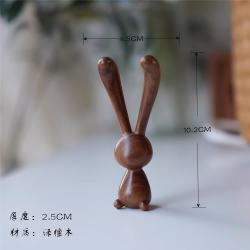 木易 兔子按摩棒桌面摆件天然檀木眼部按摩下颌线改善黑眼圈礼物女生 绿檀木兔子按摩棒