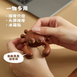 木易 螃蟹按摩棒桌面摆件天然檀木眼部按摩下颌线改善黑眼圈礼物女生 黑胡桃木-小螃蟹按摩师+冰箱贴