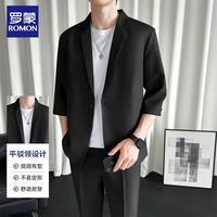 罗蒙 西服男夏季透气青年宽松商务休闲潮流小西装外套 黑色 XL