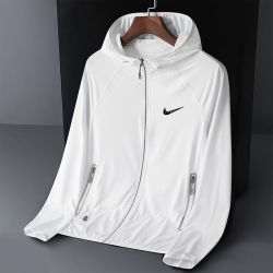 NIKE 夏季新款冰丝透气防晒服户外男女连帽防晒衣 男白色 M