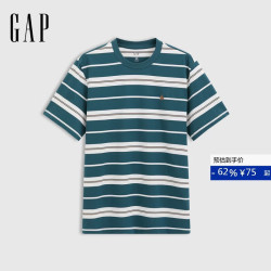 Gap 男女装夏季款小熊刺绣纯棉条纹短袖T恤宽松上衣727474