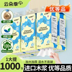 云朵季 享自然悬挂式抽纸S码1000张4层家用抽取纸抽纸面巾纸卫生纸