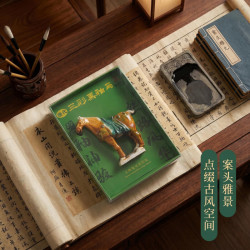 赋闲 唐代三彩黑釉马冰箱贴文物复刻迷你陶瓷磁吸桌面马摆件文创礼物 唐三彩黑釉马