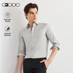 G2000 商场同款棉质混纺亲肤斜纹长袖衬衫 灰色 XL/09