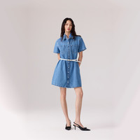 Levi's 26年春夏新款女士美式复古休闲牛仔短袖衬衫连衣裙 蓝色 S