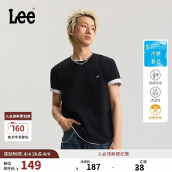 Lee 26年夏季新品标准版圆领小Logo贴布轻薄男短袖T恤 黑色 2XL