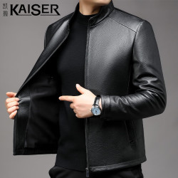 KAISER 鹿皮真皮皮衣男士立领新西兰红鹿皮夹克外套KS83515 黑色175/92A