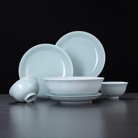 洛威 景德镇影青陶瓷餐具 （6人6碗6深盘）22件套 赠砂锅