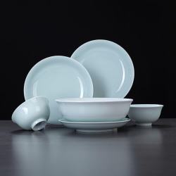 洛威 景德镇影青陶瓷餐具 （6人6碗6深盘）22件套 赠砂锅