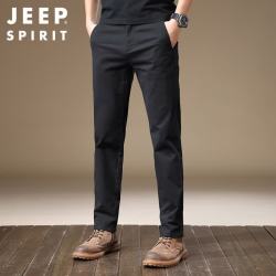 JEEP SPIRIT 吉普休闲裤男春夏季韩版裤子男士商务弹力直筒男裤 黑色 32