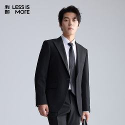 利郎 青年商务男装西服套装男条纹戗驳领正装西装二件套 黑色（1SA） 175A