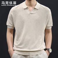 马克华菲 老钱风海鸥领莱赛尔天丝短袖POLO衫男士夏季薄款针织上衣