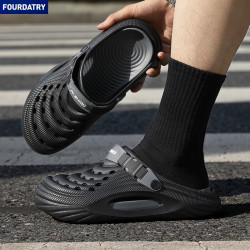FOURDATRY 洞洞鞋男夏季外穿开车防滑溯溪