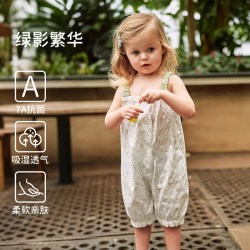 欧孕 婴儿衣服夏季薄款吊带连体衣婴幼儿纯棉无袖哈衣女宝睡衣爬服