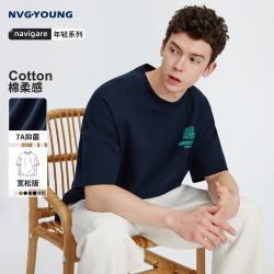 NVG·YOUNG 意大利小帆船7A抑菌圆领短袖T恤男士夏季新款休闲宽松棉质体恤衫
