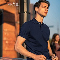 布先生 佟大为明星同款美式休闲polo衫男春夏纯棉短袖 深蓝色 L/175