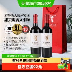 蒙特斯 天使系列 赤霞珠 干红葡萄酒 750ml*2瓶 双支礼袋装