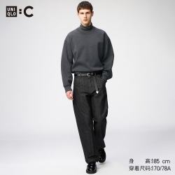优衣库 廓形长裤/牛仔风常规款男装女装合作款/休闲裤裤子488743 09 黑色 27 /160/68