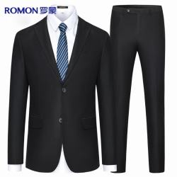 罗蒙 男士修身职业正装西服套装 商务伴郎服新郎服