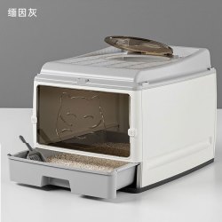 超大号全封闭猫砂盆双门防臭