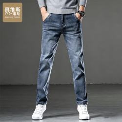 JEANSWEST OUTDOOR 牛仔裤男士春秋商务中青年休闲宽松直筒弹力百搭裤子 蓝灰 32
