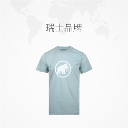 MAMMUT 男款标识LOGO印花宽松休闲圆领纯棉短袖T恤