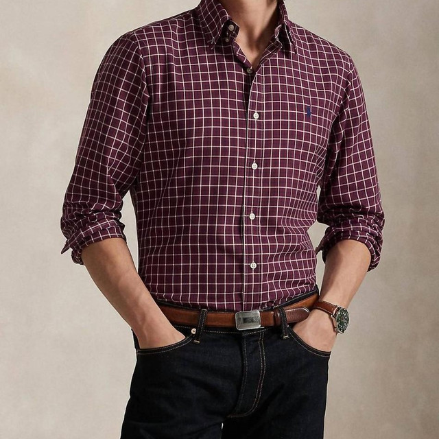 RALPH LAUREN Performance Oxford 格纹 男士POLO衫