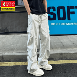 啄木鸟 褶皱感潮流直筒休闲裤男女夏季新款宽松户外工装速干长裤 浅灰色 3XL 建议165~185斤
