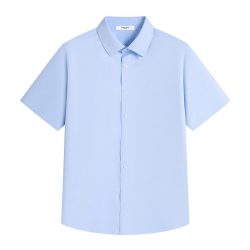 安正 男装26年夏装100棉短袖衬衫ALGX2CD05A 天蓝 40  175/92A