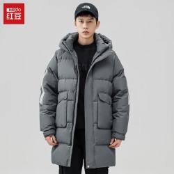 Hodo 羽绒服男中长款2025新款冬季韩版简约连帽户外冬装外套 灰色 2XL 185/100A