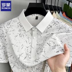 罗蒙 无痕冰丝短袖t恤翻领2026夏季凉感男士半袖体恤衫上衣打底衫 白色 L