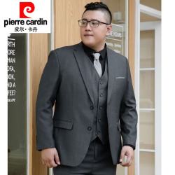 皮尔·卡丹 皮尔卡丹（pierre cardin）胖子西服套装男休闲外套加肥加大码肥佬西装职业上班商务正装结婚 深灰色单上衣