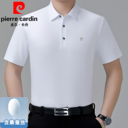皮尔·卡丹 皮尔卡丹（pierre cardin）男装短袖t恤男2026夏装薄款T恤衫男士翻领桑蚕丝吸汗透气半袖
