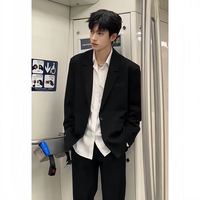 嘉晔 JIAYE）黑色垫肩休闲西服外套男春秋款痞帅韩版感DK制服小西装男套 西服 S