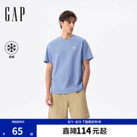Gap 男女装夏季款纯棉圆领宽松短袖T恤729108 蓝色 3XL (185/108A) 亚洲尺码