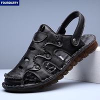 FOURDATRY 头层牛皮夏季休闲沙滩鞋男款外穿