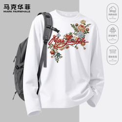 马克华菲 纯棉长袖T恤 -白#ZMK绚丽花2 M