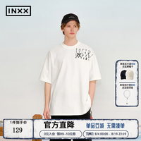 INXX 简约风甲骨文胶印短袖T恤男宽松休闲圆领上衣女情侣款 白色 L