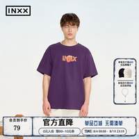 INXX 创意水果印花短袖T恤男女同款潮牌美式休闲五分袖上衣 紫色 S