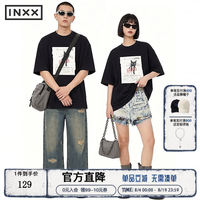 INXX 男士小猫元素报纸趣味印花短袖T恤 2026
