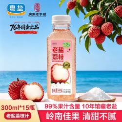 粤盐 老盐荔枝复合果汁饮料300ml*15瓶 鲜榨锁鲜清甜不腻广东特产