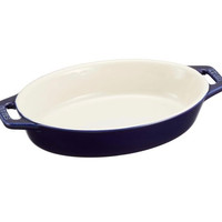 staub 珐宝 「 椭圆盘 蓝色 17cm 」 陶瓷 烤盘 可使用烤箱 电子微波炉 Dish 40508-598
