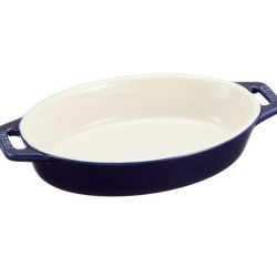 staub 珐宝 「 椭圆盘 蓝色 17cm 」 陶瓷 烤盘 可使用烤箱 电子微波炉 Dish 40508-598