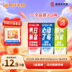 风行牛奶 风行红枣 蓝莓 酸味牛奶饮品 200ml*3盒 早餐