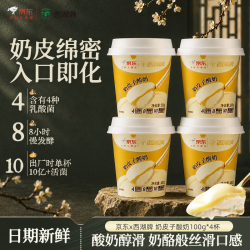 西湖牌 奶皮子酸奶100g*4杯 原味生牛乳发酵风味源头直发