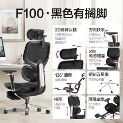 网易严选 F300 人体工学电脑椅 黑色 钢制脚